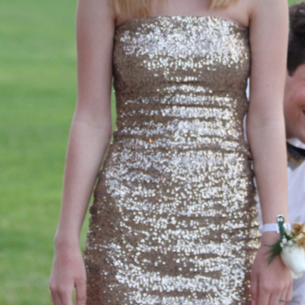 Bebe Gold Sequin Dres